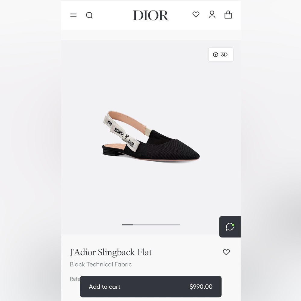 Dior Women's Black J'Adior Slingback Flats - Picture 5 of 5